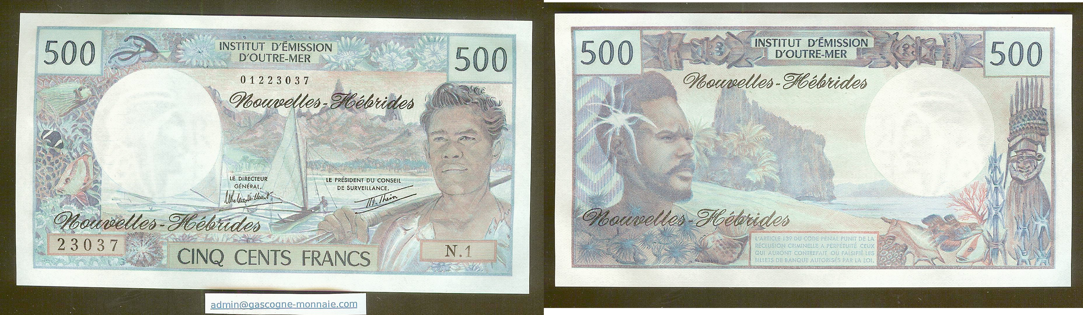 Nouvelles-Hébrides 500 Francs N.D. (1979-80) P.19c NEUF